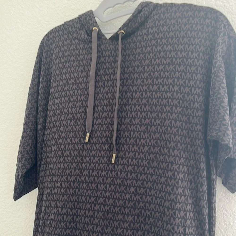 Michael Kors logo short sleeve hooded mini dress NEW